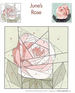 пэчворк лоскутная схема роза