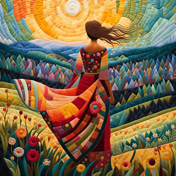 лоскутное шитье пейзаж подтрет